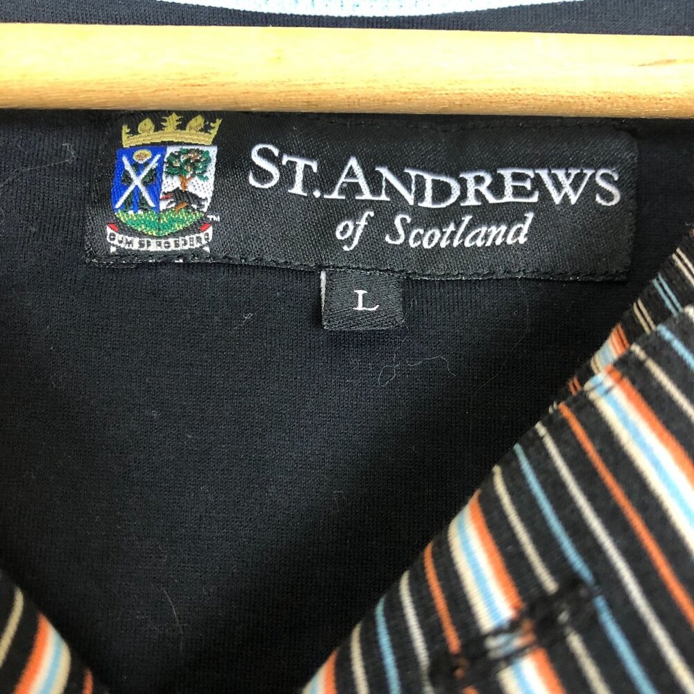 St. Andrews of Scotland Men's Golf Polo Shirt Sz Large Short Sleeve Striped Blue - Picture 3 of 10